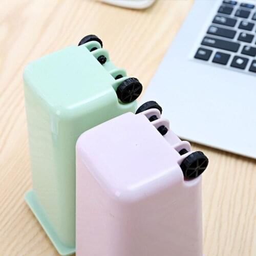 4 Color Wheelie Trash Can Dustbin Storage Bin Garbage Pen Waste Bins 10*8*15.5cm Rulers Markers Sturdy Pencil Cup Dust