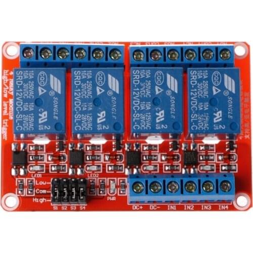 1PC 12V 4 Channel Relay Module with Optocoupler Isolation Supports High Low Trigger W315