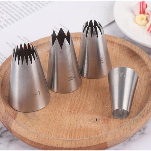 4Pcs Large Icing Piping Nozzles Russian Pastry Tips Baking Tool Cake Decor Set