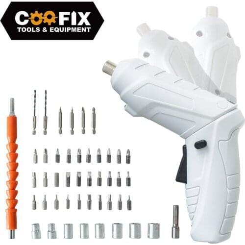 COOFIX 3.6V Cordless Electric Screwdriver Household Rechargeable Battery Screw Driver Kit with Table Handle