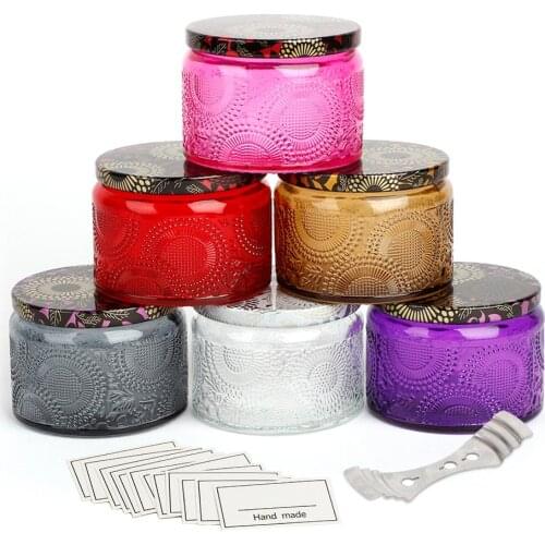 6pcs Aromatherapy Candle Making Bottle Jar with Lid Glass Empty Wax Candlestick Candle Cup Brown Scented Candle Cans Vintage