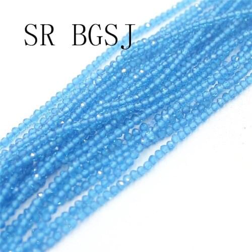 Free Shipping BGSJ 2mm Faceted Sky Blue Jade Gemstone Stone Spacer Bail Seed Round Loose Beads Strand 15"