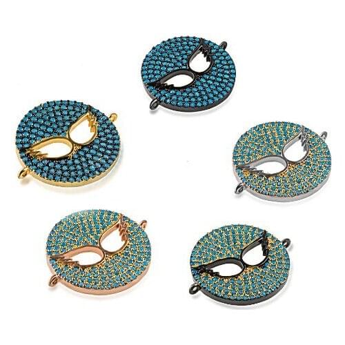 19*23mm Glasses mask crystal micro pave cz zircon cubic zirconia beads DIY necklace charm bracelet connectors making rh5435