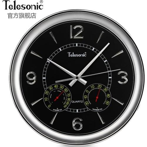 Creative Modern Design Wall Clock Living Room Tthermometer Hygrometer Creative Wall Watches Round Saat Black Home Decor ZB5WC