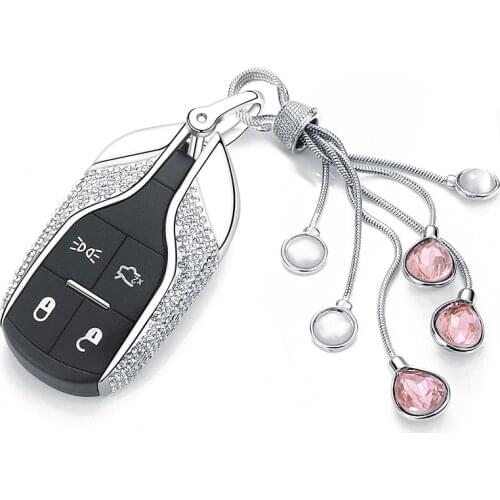 Luxury Diamond Car Key Ring Case For Maserati Levante Ghibli Quattroporte Granturismo Accessories Car Smart Key Cover Lady Gift