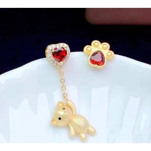 Elegant Birthday Gift New Trendy 100% Real and Natural Garget Earring 925 Sterling Silver Garnet Earring