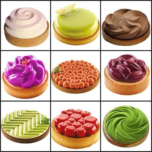 Meibum Brownie Mousse Mould Kitchen Silicone Cake Molds Stainless Steel Tart Ring French Dessert Baking Tool Pastry Bakeware Set