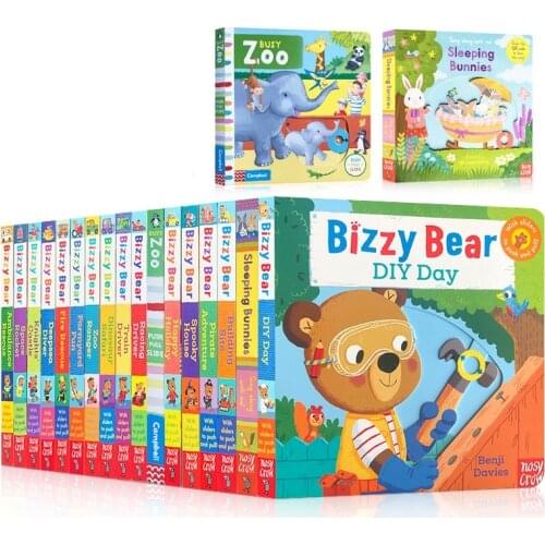 17 books/set Bizzy Bear English board book children early educational picture story flap handle book 18*18cm for 2-6 years kids