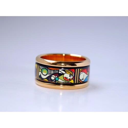 Cloisonne hand-painted enameled ring Austrian style