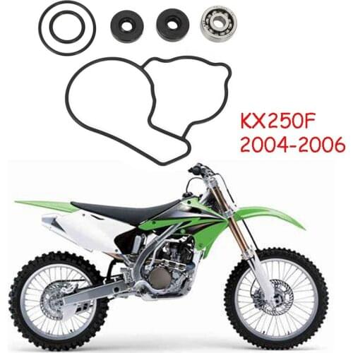 KX250F 04-06 Water Pump Bearing Seal Repair Kit For Kwasaki KX250 F KX 250 FWater pump cover o-ring Impeller shaft bearing
