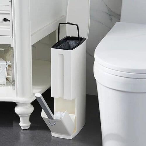 Bathroom 6L Eco-friendly Plastic Trash Can with Toilet Brush Waste Bin Dustbin Garbage Bucket Bathroom Cleaning Tools with Bags