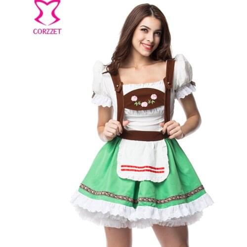 Corzzet Halloween Maid Service Uniform Temptation Beer Girl Oktoberfest Costume German Wench Fancy Party Club Bar Dress Cosplay