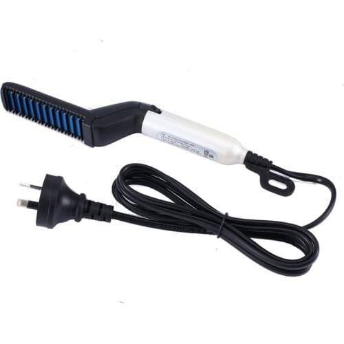 Multifunctional Curling Hair Comb Quick Heating Beard Straightener Curler Show Cap Men Beauty Hair Styling Tool Gift Box Pack