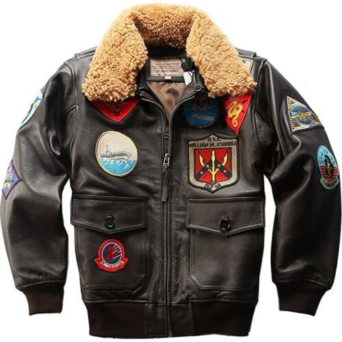 2020 New Men A2 Pilot Jacket Tom Cruise Top Gun Air Force Cow Coat Fashin Multi-label Thick Cowhide Jacket Winter Russia Coats