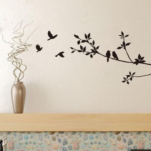 Birds On Tree Branches Vinyl Wall Decals Black Bird Sticker Mural Art Decal Room Home Decor Room Decoration Wallpaper