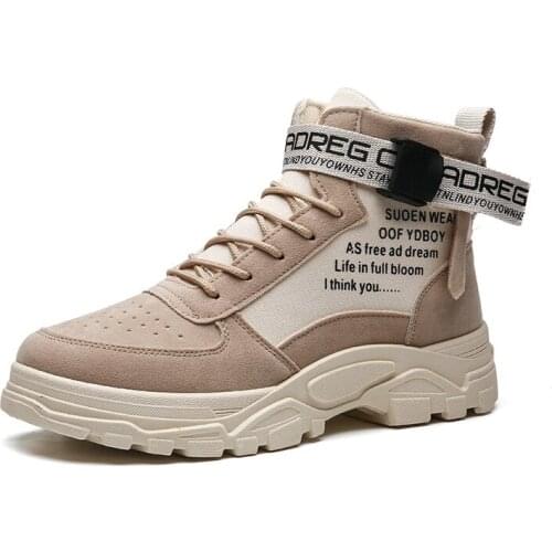 New Korean High-top Martin Boots Man All-match Non-slip Retro Trend Ankle Boots Tide Tooling Shoes Lace-Up British Style Boots