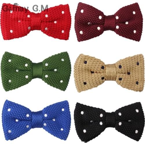 NEW Dots Knitted Bow ties For Men Fashion Neckwear Adjustable Mens Tuxedo Bowtie For Wedding Male Neck Ties For Men Knit Bowtie