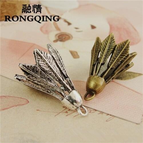 RONGQING 19*26MM 30pcs/lot badminton Pendants Necklaces Handmade Accessories Fashion Jewelry Charms DIY