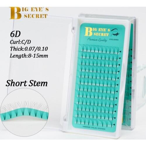Big eyes secret 6D Short stem Volume Lashes C D Curl Premade Fans Eyelashes Extension South Korean Silk Lash