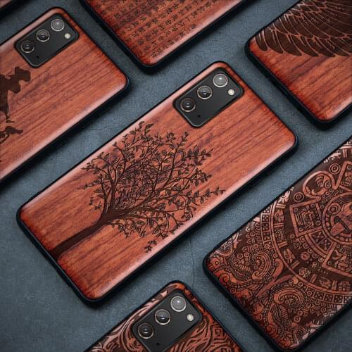 Carved Wood Case For Samsung Note 20 Ultra Shockproof Case TPU Bumper Cover For Samsung Note 20 Ultra Case Wood Shell Note20
