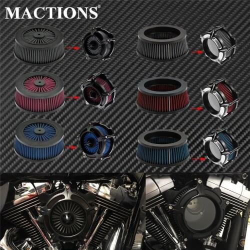 Motorcycle Replacement Air Cleaner Intake Filter System Inner Element Grey/Red/Blue For Harley Sportster Touring Softail Dyna