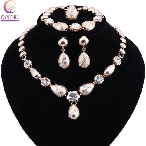 Bridal Luxury African Beads Jewelry Set Nigerian Wedding Crystal Jewerly Sets For Women Choker Ethiopian Jewelry
