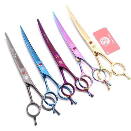 8 inch 22cm Purple Dragon JP Titanium Pets Hair Clipping Shears UP Curved Cutting Shears Grooming-for-dog Hairdresser for dogs