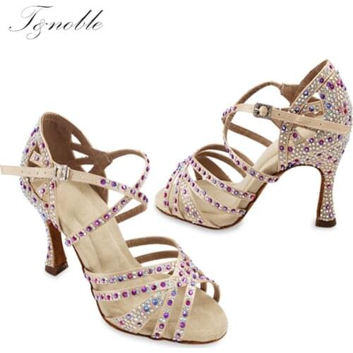 Stylish Gold Latin Dance Shoes Sexy Wedding Shoes Woman Popular High Tango Salsa Cha-Cha Rumba Bachata Ballroom Heels Sandals