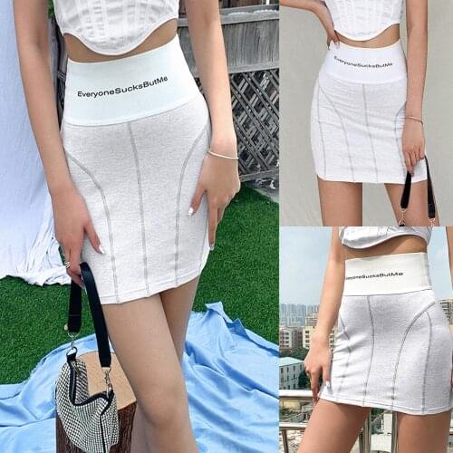 Sagace everyonesucksbutme womens fashion letter print high waist short skirt with buttocks and medium length slim skirt
