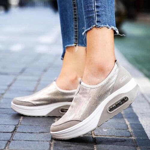 Plus Size Slip-on Damping Women Running Shoes Sports Women Sneakers Air Sneakers Woman Sport Gray Silver Trainers Temis GMB-1710