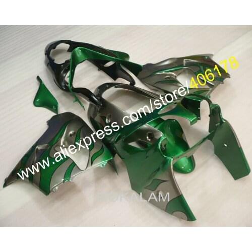 New Hot ZX-9R 00 01 ABS Motorcycle Fairings For Kawasaki Ninja ZX9R 2000 2001 Green Gray Flame Motorcycle Fairings