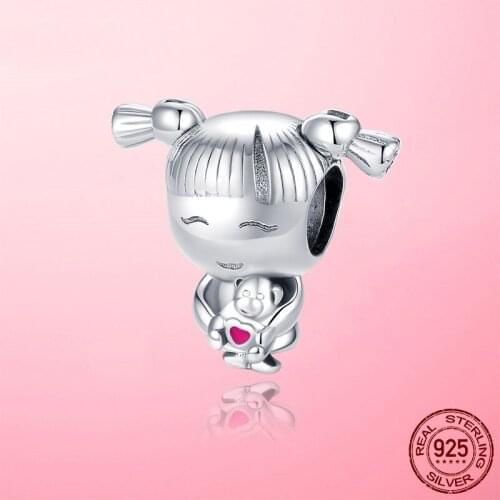 100% 925 Sterling Silver Little Girl Charm Beads fit for Pandora Girls Bracelet Bangle DIY Original Silver 925 Jewelry Making