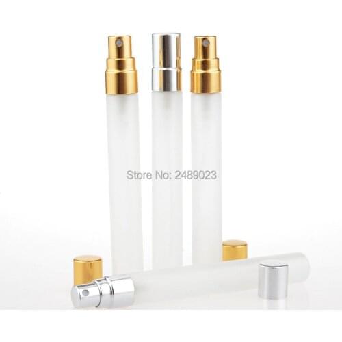 100Pieces/Lot 10ML Parfum Frosting Travel Spray Bottle For Perfume Portable with Atomizador Perfume Refillable Aluminium Pump