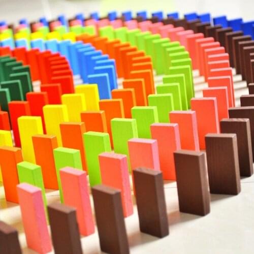 120pcs Colorful Wooden Dominoes Montessori Puzzle Games Educational Early Learning Toys for Kids Children