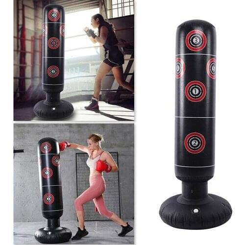 160cm Inflatable Boxing Punching Bag Adult PVC Martial Arts Muay Thai Tumbler Gym Childrens Fitness Vertical Training Target