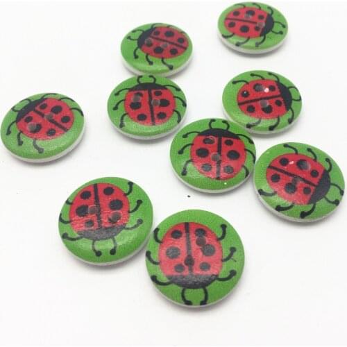 500pcs 20mm Ladybugs Ladybirds Printed Wood Round Buttons Sewing Accessories Embellishments Cardmaking Scrapbooking