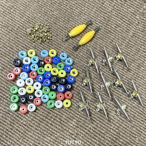 56Pcs Bearing Wheels Nuts & 10 Trucks for 96mm SkateBoard Wooden Fingerboard Toys Finger Board Accessary Replacement Parts Tool