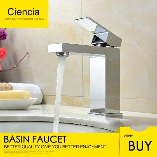 Free shipping H59 brass body square hot and cold water single hole single handle basin faucet