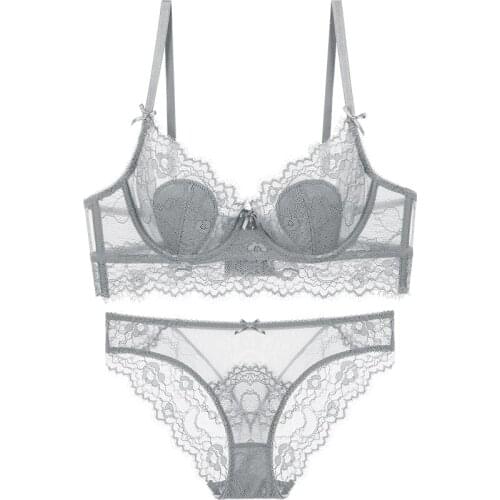 Big Cup C D E Plus Size Lingerie Sexy Bra And Panty Sets For Women Floral Embroidery Underwire Push Up Lace Underwear Brassiere