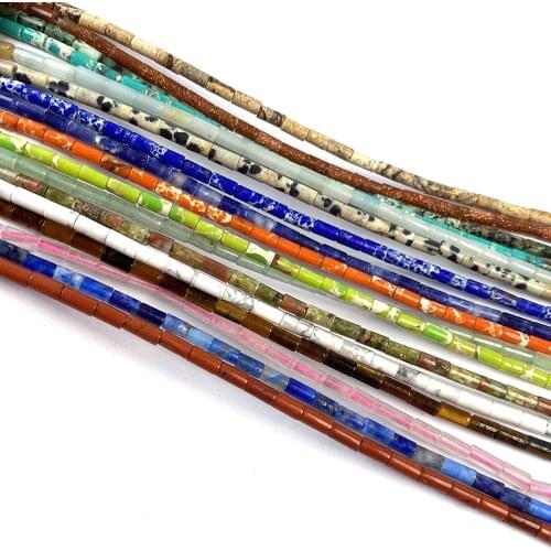 Natural Stone Hole Beads Cylindrical Bead for Women Jewelry Making Necklace Bracelet Accessories Gifts Size 2x2x4mm