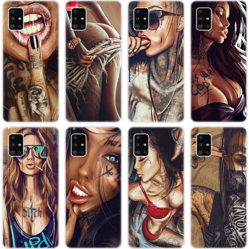 Sexy Sleeve Tattoo Girl Case for Samsung Galaxy A12 A02 A03S A21S A22 A32 A52 A72 A82 Quantum 2 S21 Plus FE Ultra M02S M12 Cover