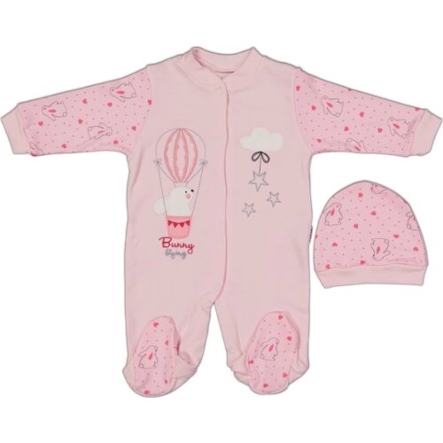 Jaju Baby, Pink Color Balloon Bunny Flying, Hat Jumpsuit