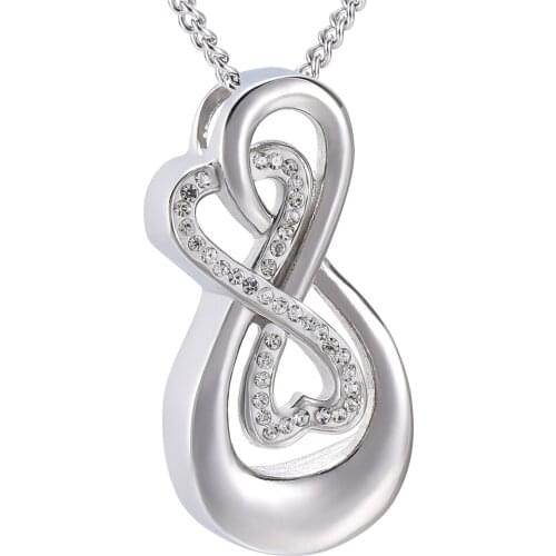 Double Infinity Love Urn Pendant 316L Stainless Steel Funeral Cremation Jewelry Memorial Urn Necklace for Keepsake
