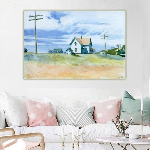 Capron House,1933, by Edward Hopper Canvas Oil Painting Art Aesthetic Picture Poster Wall Backdrop Hanging Decor Home Decoration