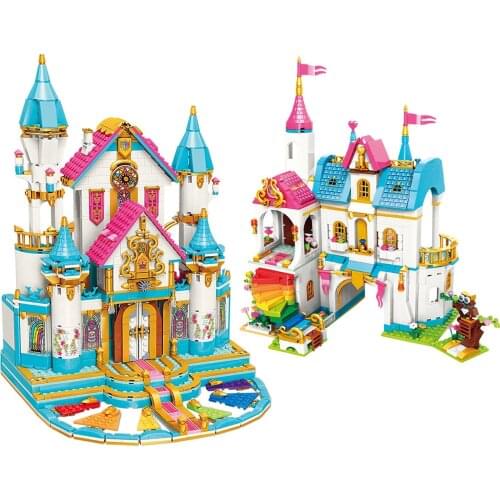 Girls Building Block Princess Leah Lake Rainbow Castle Ball Educational Bricks Toy For Girl Gift