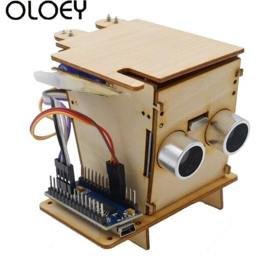 Electronics Kit programming education robot Smart Trash Kids boy DIV Wooden Experimental supports Robotics Nano For Project