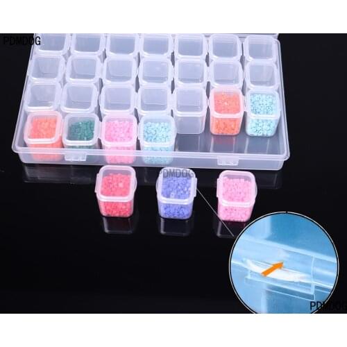 Diamond Painting Tools Sets 28 Grids Plastic Storage Box with Sticker Accessories Tool Kits for Diamond Painting Embroidery