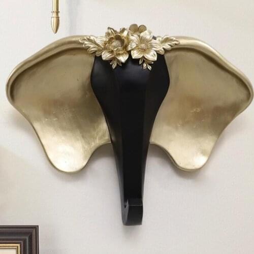 Wall-mounted Elephant Head Sculpture Retro Resin Wall Decoration Elephant Statues Large Home Decor Handmade Animal Crafts