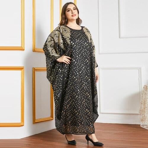 Lastest Women Dress Muslim Dubai RobeTurkey Middle East Fashion Bat Sleeve Robe Plus Size Ladies Dress Kimono Robe Women Dress