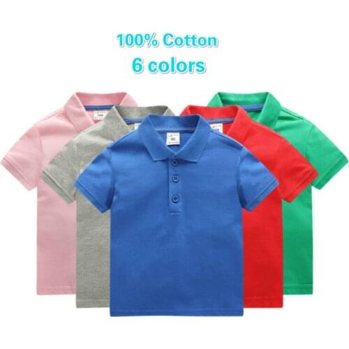 100% Cotton Solid Color Kids Polo Shirts 2021 Summer New Childrens Lapel Short Sleeve Tops Boy Girl Baby Sports Shirt Age 1-10T